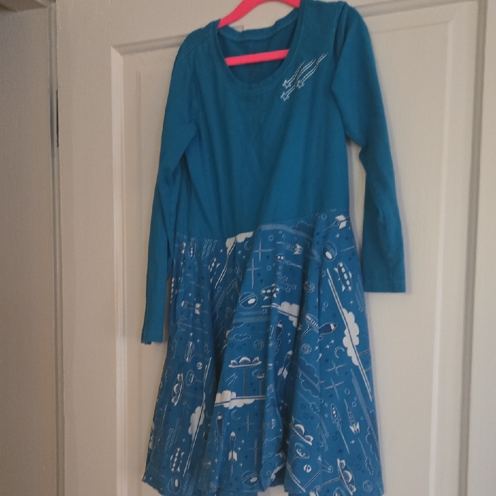 Princess Awesome Blue Long Sleeve Kids Dress